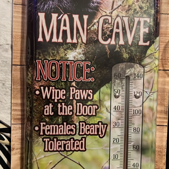 Man Cave Bear Metal Thermometer FIRM NO OFFER - Picture 5 of 15